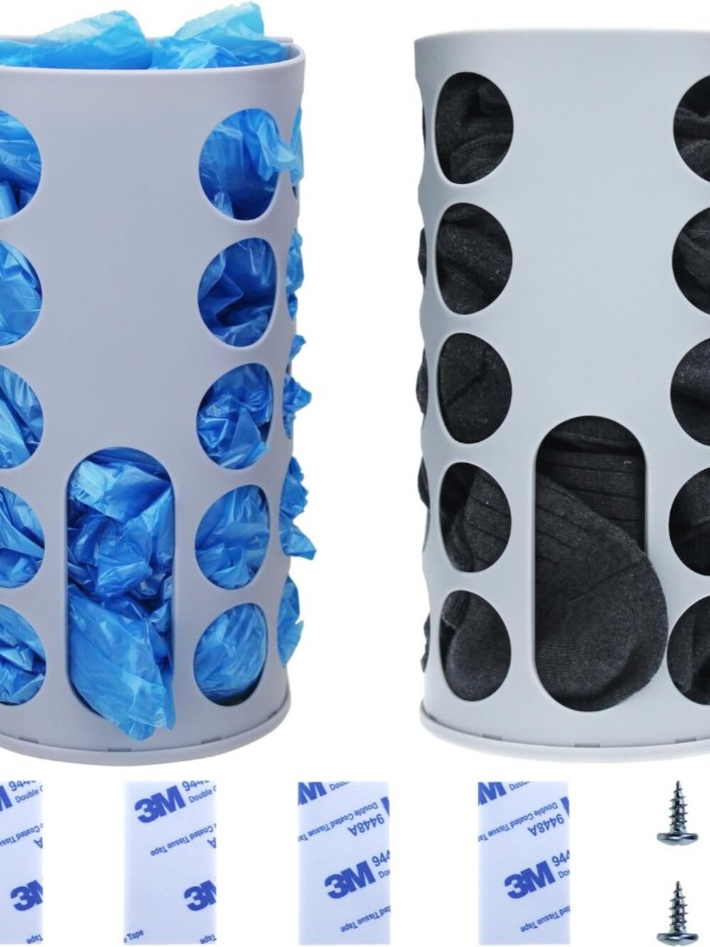 Wall-Mounted Plastic Bag Holder 2 Pack - Multi-Use Kitchen Organizer for Grocery